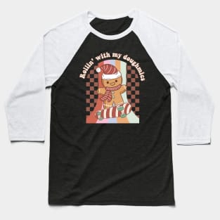 Rollin' With My Doughmies Retro Gingerbread Baseball T-Shirt